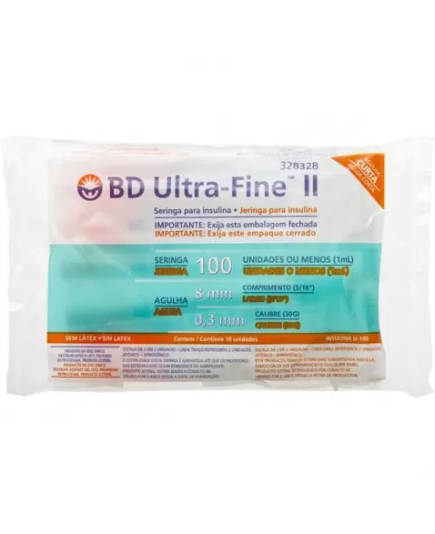 SERINGA BD INS U-FINE 100UI AG 8MM 10X10