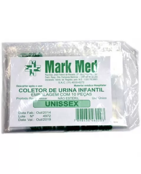 COLETOR URINA MARK MED INFANTIL FEMININO C/10