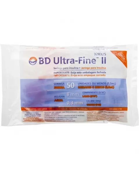 SERINGA BD INS U-FINE 50UI AG 8MM 10X10