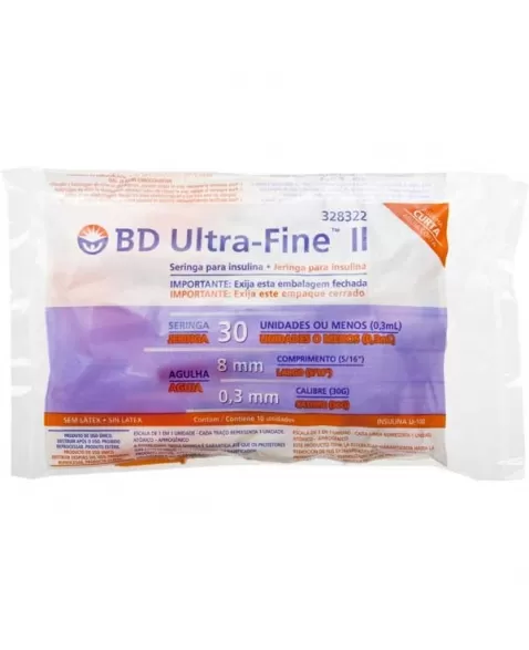 SERINGA BD INS U-FINE 30UI AG 8MM 10X10