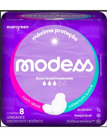 ABSORVENTE MODESS MALHA SUAVE C/ABAS C/8