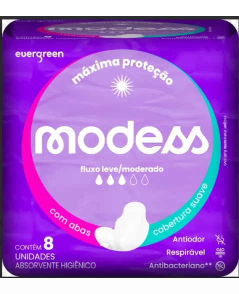 ABSORVENTE MODESS MALHA SUAVE C/ABAS C/8