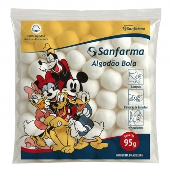 ALGODAO SANFARMA MICKEY BOLA BRANCO - 95GR