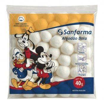 ALGODAO SANFARMA MICKEY BOLA BRANCO - 40GR