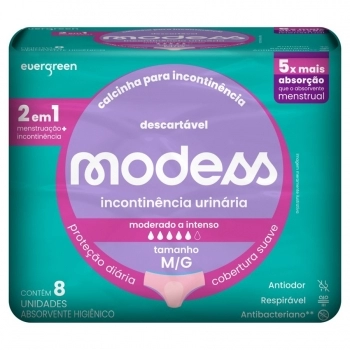 CALCINHA DESCARTÁVEL MODESS INCONTINÊNCIA C/8