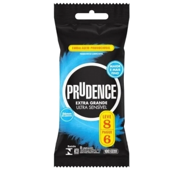 PRESERVATIVO PRUDENCE EXTRA GRANDE ULTRA SENSÍVEL C/8