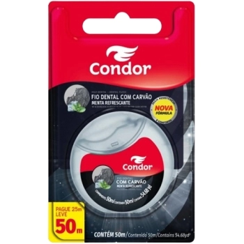 FIO DENTAL CONDOR L50MP25M MENTA/CARVAO ATIVADO