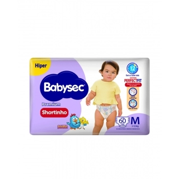 FRALDA BABYSEC PREMIUM SHORTINHO HIPER M 2X60