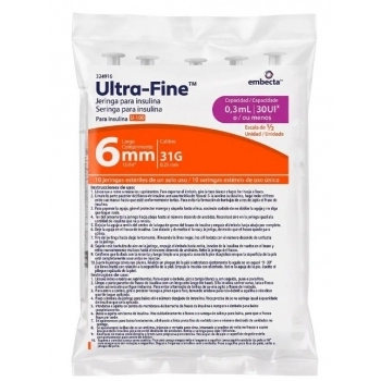 SERINGA EMBECTA INS U-FINE 30UI AG 6MM 10X10