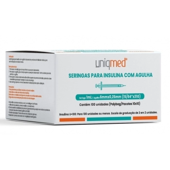 SERINGA UNIQMED INS 100UI AG 6MM 10X10