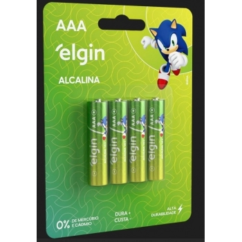 PILHA ALCALINA 1,5V ELGIN (LR03A) AAA CARTELA C/4