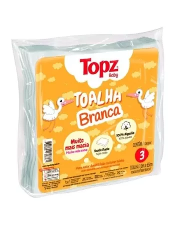 TOALHA TOPZ BABY BRANCA CX 12X3