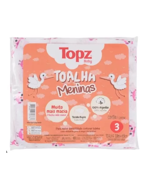 TOALHA TOPZ BABY FEMININA CX 12X3