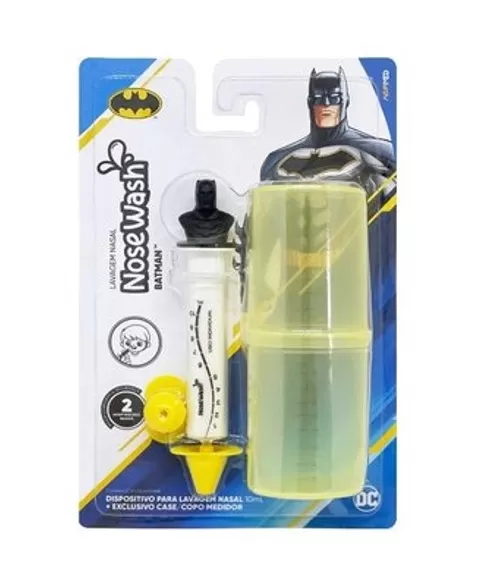 KIT LAV NASAL P/ BEBES E CRIANCAS 10 ML NOSEWASH BATMAN + COPO