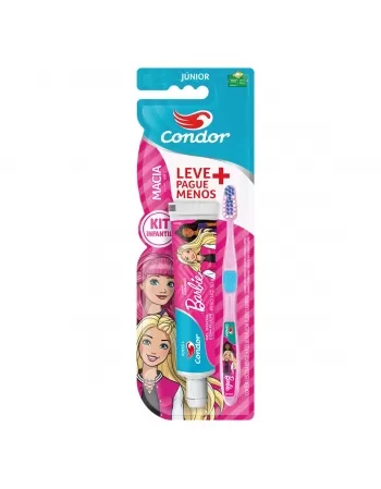 KIT ESCOVA CONDOR MACIA + GEL C/FLÚOR MORANGO BARBIE L+P-