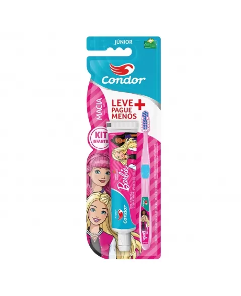 KIT ESCOVA CONDOR MACIA + GEL C/FLÚOR MORANGO BARBIE L+P-