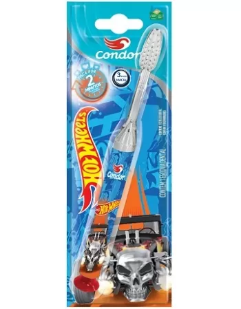 ESCOVA DENTAL CONDOR INF MACIA COM LED QUE PISCA HOT WHEELS