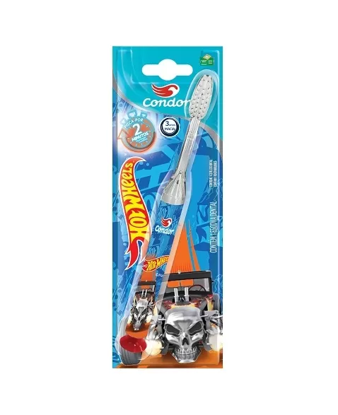 ESCOVA DENTAL CONDOR INF MACIA COM LED QUE PISCA HOT WHEELS