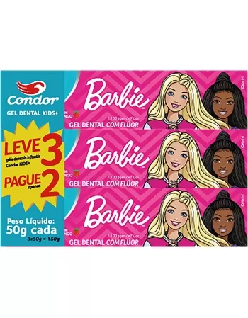 GEL DENTAL C/FLÚOR MORANGO BARBIE KIDS L3 P2 50G CADA