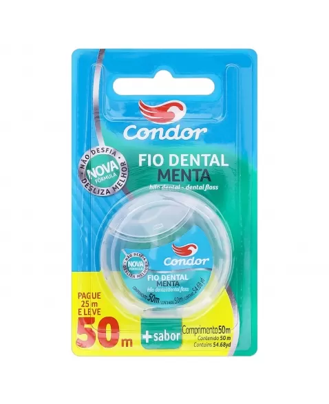 FIO DENTAL CONDOR MENTA LEVE 50 PAGUE 25M