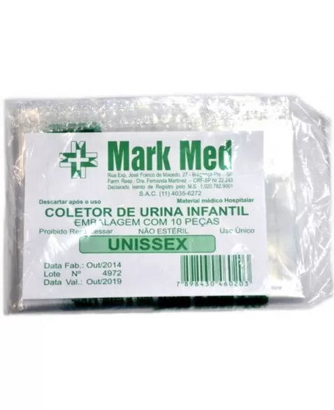 COLETOR URINA MARK MED INFANTIL MASCULINO C/10